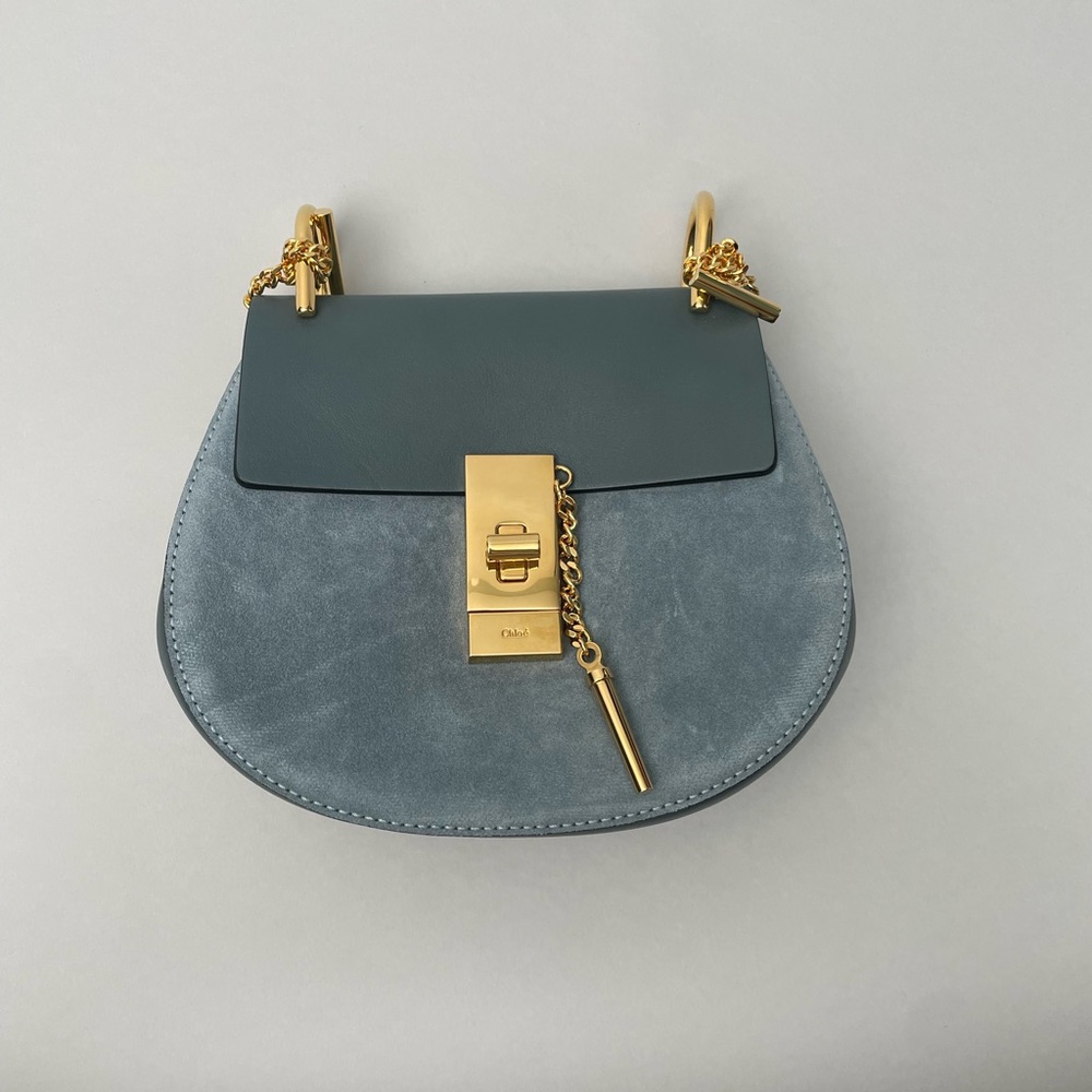 Chloé Drew leather crossbody bag- Cloudy Blue - Picture 6 of 10